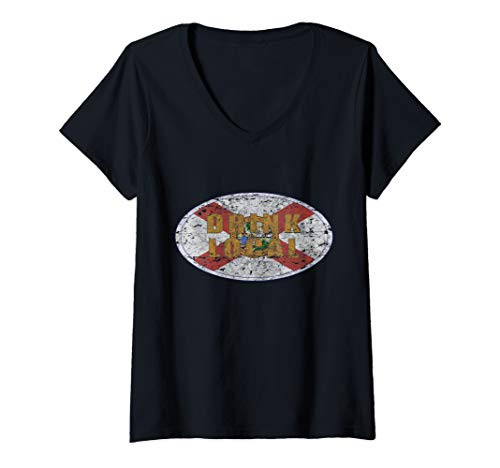 Womens Vintage Drink local craft beer Florida V-Neck T-Shirt Womens Vintage Drink local craft beer Florida V-Neck T-Shirt