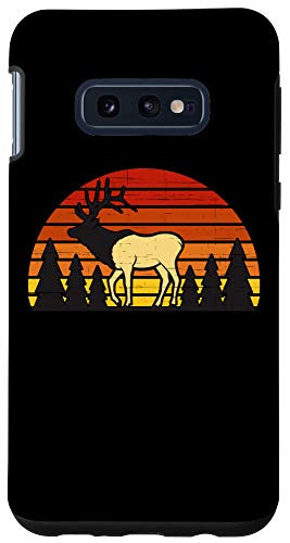 Galaxy S10e Elk Evergreen Trees Half Circle Sunset Case