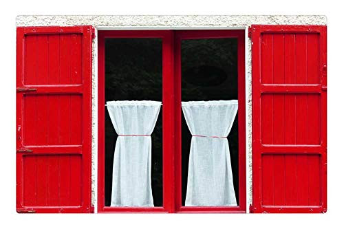 LESGAULEST Doormat Floor Rug/Mat -23.6 x 15.7 inch- - Window Shutter Red Wood Curtain Home LESGAULEST Doormat Floor Rug/Mat -23.6 x 15.7 inch- - Window Shutter Red Wood Curtain Home