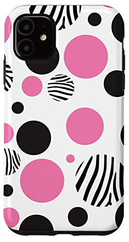 iPhone 11 Pink Circles Zebra Stripes Geometric Pattern Case