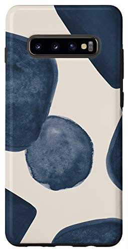 Galaxy S10 Plus Navy Blue Abstract Watercolor Circle  and  Square Pattern Case