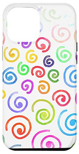 iPhone 12 Pro Max Cool Rainbow Watercolor Abstract Doodle Circles Gift Case
