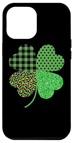 iPhone 12 Pro Max Funny St Patricks Day Irish Leopard Green Plaid Shamrock Case