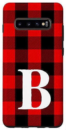 Galaxy S10 Plus Buffalo Plaid Personalized Monogram Initial Letter  inchB inch Case