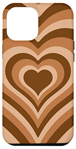 iPhone 12 Pro Max Heart Coffee Latte Brown Pattern Valentines Phone Case Case