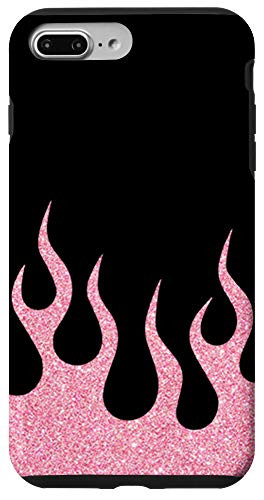iPhone 7 Plus/8 Plus Pink Sparkly Flames Case Girly Flame Pattern Case