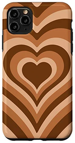 iPhone 11 Pro Max Heart Coffee Latte Brown Pattern Valentines Phone Case Case