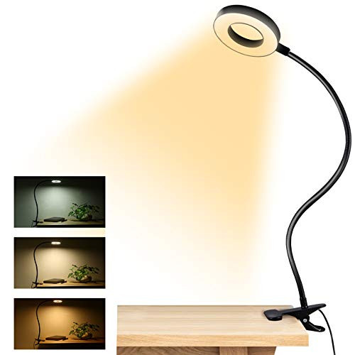 Clip on Light Reading Lights  48 LED USB Desk Lamp with 3 Color Modes 10 Brightness Eye Protection Book Clamp Light  360  Flexible Gooseneck Clamp Lamp for Desk Headboard and Video Conference