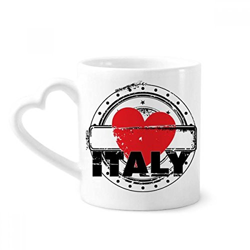 I Love Italy Word Love Heart Circle Shape Mug Coffee Ceramic Drinkware Glass Heart Cup