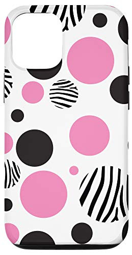 iPhone 12/12 Pro Pink Circles Zebra Stripes Geometric Pattern Case