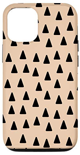 iPhone 12/12 Pro Light Brown and Black Boho Chic Polka Dot Triangles Pattern Case