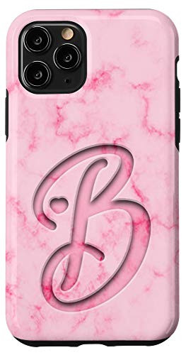 iPhone 11 Pro Monogram Initial Letter B with Heart - Pink Case