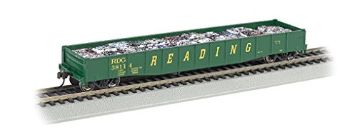 Bachmann Industries Reading #38114 50'6" Drop End Gondola with Crushed Cars (Green & Yellow) (HO Scale Train)