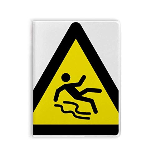 Warning Symbol Yellow Black Slippy Floor Triangle Notebook Gum Cover Diary Soft Cover Journal