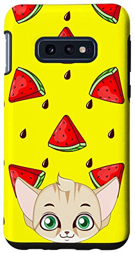 Galaxy S10e Cute Cartoon Kitten Watermelon Seeds Watermillionaire Yellow Case