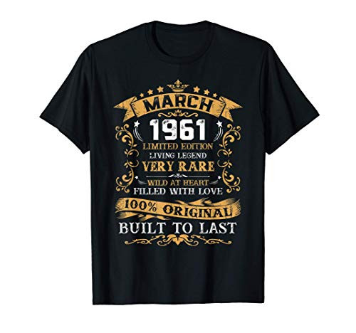 Vintage 60th Birthday March 1961 Gift 60 Years Old T-Shirt