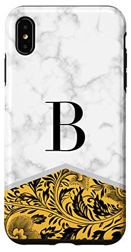 iPhone XS Max Classy White Swirl Citrus Floral Initial Letter B Monogram Case