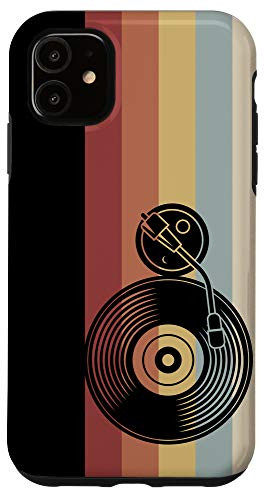 iPhone 11 Retro Music Stripes Retro Record Player retro music art Case