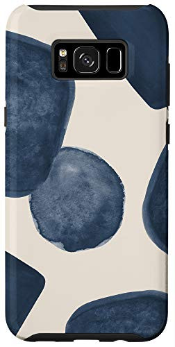 Galaxy S8 Plus Navy Blue Abstract Watercolor Circle  and  Square Pattern Case