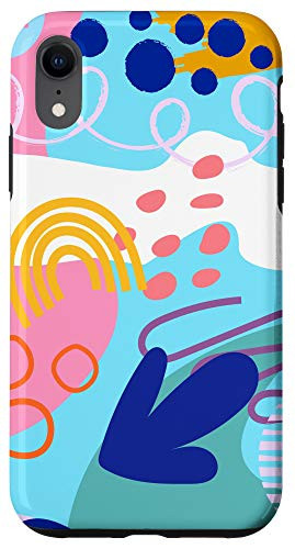 iPhone XR Modern Abstract Geometric Shapes Rainbow Circles Trendy Case