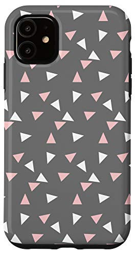 iPhone 11 White and Pink Triangle Geometric Pattern Gray Background Case