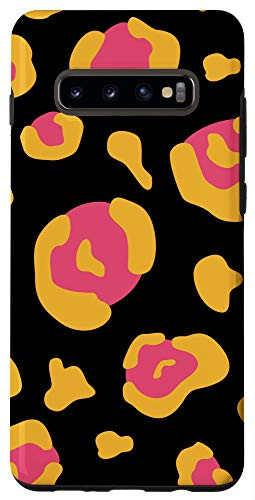 Galaxy S10 Plus Ruby Pink Black yellow Leopard Cheetah Print Animal Pattern Case