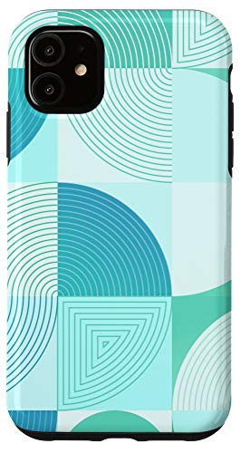 iPhone 11 Geometric Wave Circle and Triangle Green and Blue Case