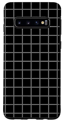 Galaxy S10 Simple Gray Grid Lines on Black Background Case