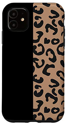 iPhone 11 Cheetah Leopard Patterns Tan Brown Case Cat Half Black Case