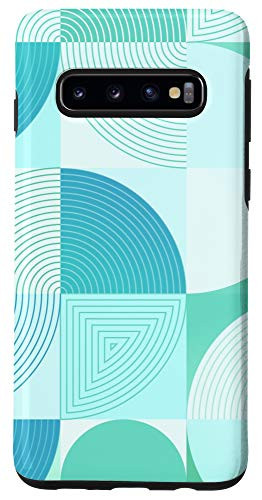 Galaxy S10 Geometric Wave Circle and Triangle Green and Blue Case