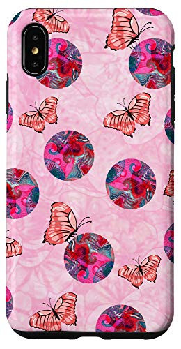 iPhone XS Max Wotton Pink Butterflies with Abstract Circle Design Case