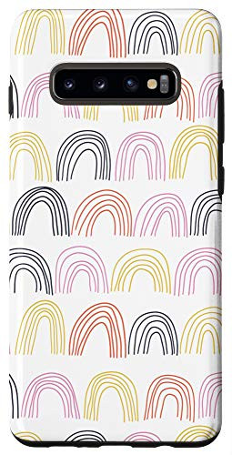 Galaxy S10 Plus Modern Boho Aesthetic Line Art Yellow Purple Red Rainbow Case