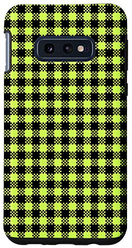 Galaxy S10e Bright Yellow Checkered Plaid Gingham Buffalo Pattern Case
