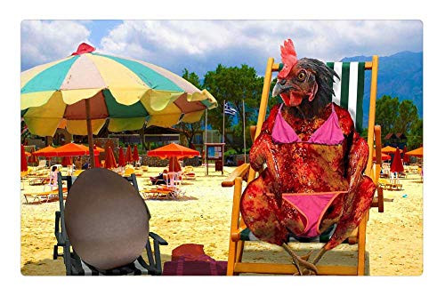 LESGAULEST Doormat Floor Rug/Mat -23.6 x 15.7 inch- - Chicken Barbecue Chicken Egg Beach Brown Sand