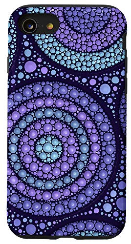 iPhone SE -2020- / 7 / 8 Dot Art style composition circles - purple and teal Case