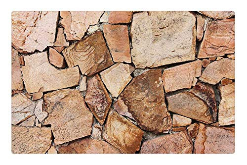 LESGAULEST Doormat Floor Rug/Mat -23.6 x 15.7 inch- - Stone Brown Asymmetry Wall Texture Background LESGAULEST Doormat Floor Rug/Mat -23.6 x 15.7 inch- - Stone Brown Asymmetry Wall Texture Background