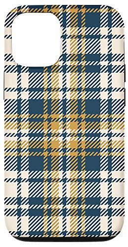 iPhone 12/12 Pro Yellow White Blue Buffalo Check Plaid Gingham Quilt Pattern Case
