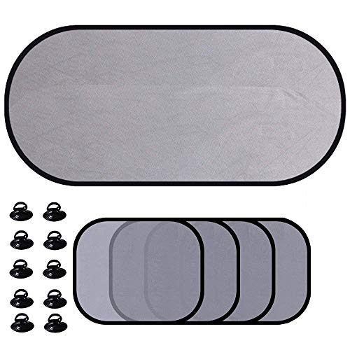 Hypeshops 5 PCS Car Side Rear Window Screen Mesh Sun Shade Cover Windshield Sunshade Visor Grey