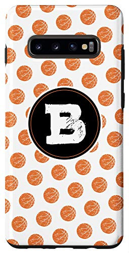Galaxy S10 Plus Girls Basketball Monogram Letter B Initial Polka Dot White Case