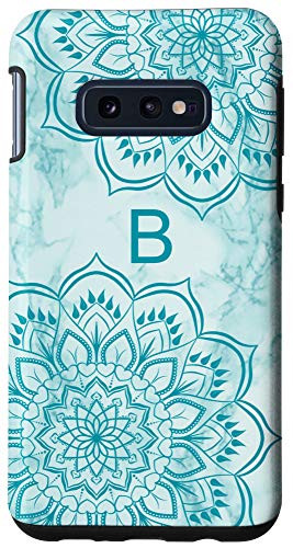 Galaxy S10e Letter B Initial Monogram Mandala-Marble Print Teal Blue Case