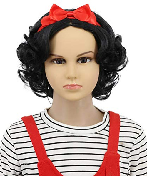 Karlery Child Kids Short Bob Wave Black Wig Red Bow Halloween Cosplay Costume Anime Party Wig Karlery Child Kids Short Bob Wave Black Wig Red Bow Halloween Cosplay Costume Anime Party Wig