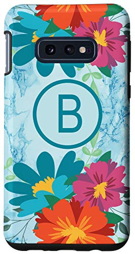Galaxy S10e Letter B Initial Monogram Flowers Floral Marble-Print Gift Case