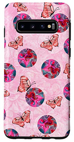 Galaxy S10 Wotton Pink Butterflies with Abstract Circle Design Case