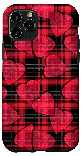 iPhone 11 Pro Valentines Day Hearts Love Pattern With Red Plaid Case
