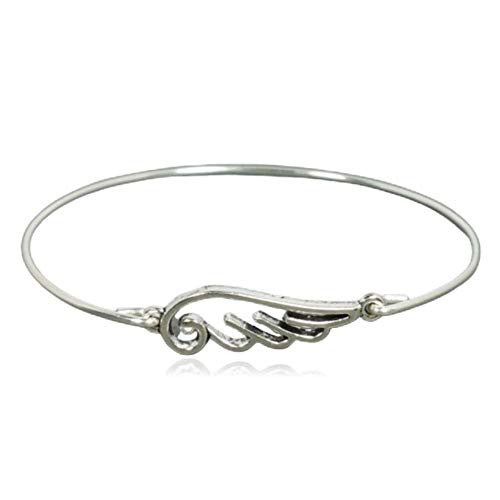 Sterling Silver Filled Angel Wing Charm Bangle Bracelet 8 inch