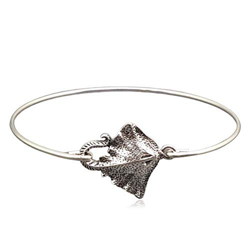 Sterling Silver Filled Stingray Charm Bangle Bracelet 8 inch