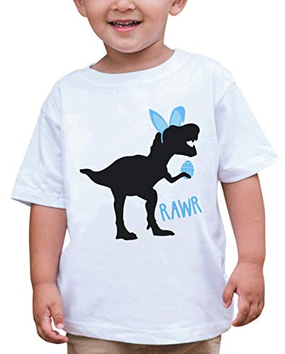7 ate 9 Apparel Baby Boys Dinosaur Happy Easter T-Shirt 3T White