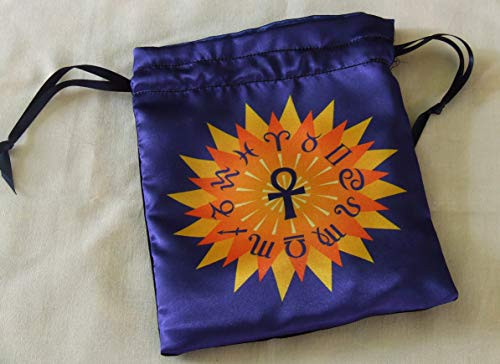 Tarot Bag or Pouch - Altar Cloth Bag - Ankh and Horoscope - for tarot readings and divination runes crystal reading dice