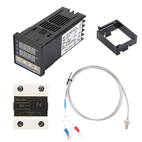 Jarchii -Xmas Present- Temperature Controller LED Display Temperature Controller AC 110-240V Digital PID Temperature Controller Kits 0-400? Plus 25A SSR  Plus 1m M6 K Type Thermocouple