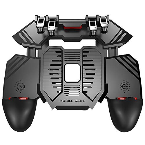 AK77 Mobile Game Controller PUBG Game Controller Gamepad with 6 Finger Gaming Trigger Phone Controller Gamepad with Cooling Fan Shoot Sensitive Controller Gamepad for IOS Android Mobile Phone?USB